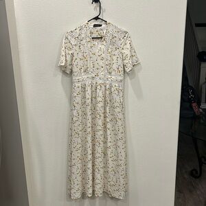 Roolee Avalon Floral Midi White Dress